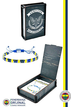 Fenerbahçe Orijinal Lisanslı Miyuki Cam Taneli Junior Bileklik Hediyelik Ahşap Kutulu