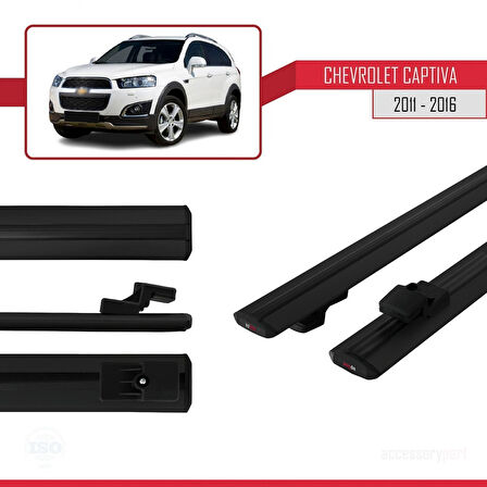 Chevrolet Captiva 2011-2015 Arası ile Uyumlu BASIC Model Ara Atkı Tavan Barı Siyah 2 Adet