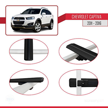 Chevrolet Captiva 2011-2015 Arası ile Uyumlu BASIC Model Ara Atkı Tavan Barı Siyah 2 Adet