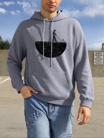 Astronotlar Gezegeni Temizliyor Baskılı Erkekler Kapüşonlular Hip Hop Polar Hoodie Moda Bisik