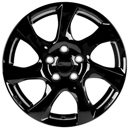 CMS-1060-03 6.5x16" -4x108 ET37.5 63.4 Complete Black Gloss Jant (4 Adet)