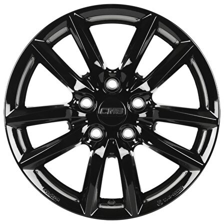CMS-1275-02 6.5x16"-5x112 ET46 57.1 Complete Black Gloss Jant (4 Adet)