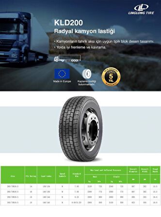 Linglong 235/75R17.5 132/130M KLD200 2023 Asfalt Çeker Lastik