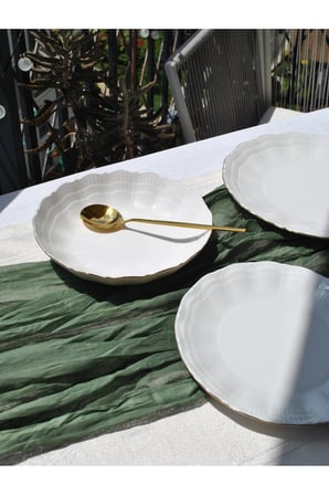 6 Kişilik Porselen Gold Yaldızlı Yemek Takımı 24 Parça Altın Yaldız Detaylı Yemek Seti- Kybele