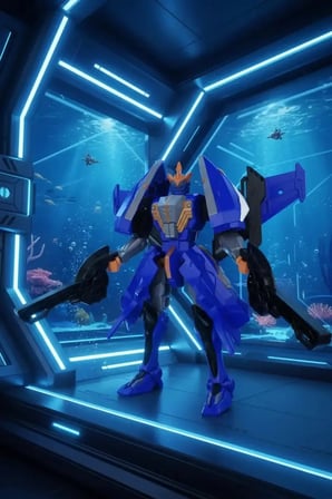 Miniso Lisanslı Dragon Force 3 Aqua Sharkbot Oyuncak – Dönüşebilir 37 Cm