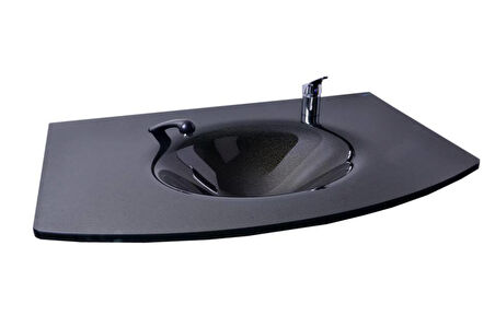 Kuaför Cam Lavabo 12 mm 100 x 56 cm Siyah K212