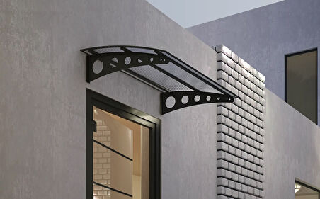 Metal Taşıyıcılı Kapı Üstü Pratik Sundurma Antrasit - Şeffaf Levha 200 x 200 Md1