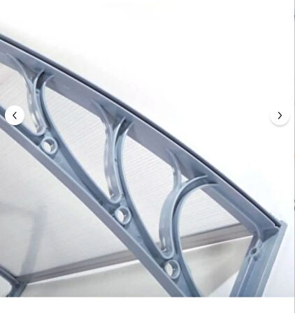 Kapı Üstü Pratik Sundurma 200 X 80 cm  Gri Ayak Şeffaf Levha
