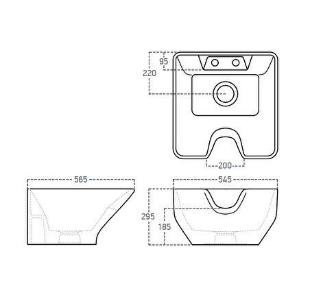 Seramik Kuaför Lavabosu 57 cm Beyaz Kadın Kare Yıkama Başlığı