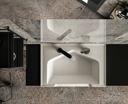 Seramik Kuaför Lavabosu 75 cm Beyaz Erkek Kare Lavabo