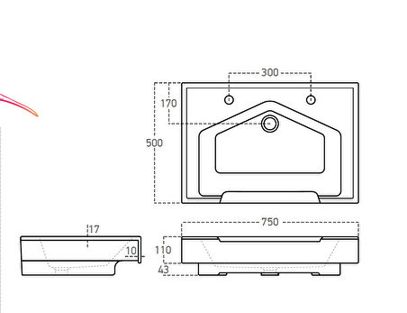 Seramik Kuaför Lavabosu 75 cm Beyaz Erkek Kare Lavabo