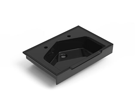 Seramik Kuaför Lavabosu 65 cm Siyah Erkek Kare Lavabo