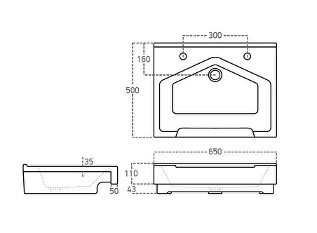 Seramik Kuaför Lavabosu 65 cm Altın Erkek Kare Lavabo