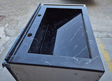 Dökme Akrilik Berber Lavabosu Siyah 70x48 cm