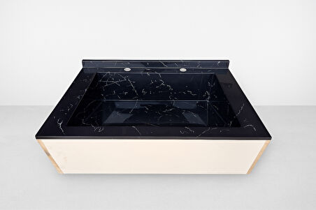 Dökme Akrilik Berber Lavabosu Siyah 70x48 cm