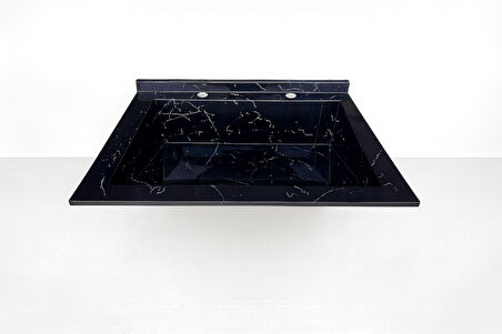 Dökme Akrilik Berber Lavabosu Siyah 70x48 cm