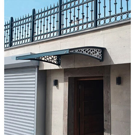 AZALEA Alüminyum Ayaklı Kapı Üstü Pratik Sundurma 135x105 cm Antrasit Gri