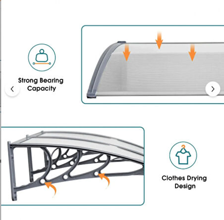 Kapı Pencere Üstü Pratik Sundurma 200 X 80 Şeffaf
