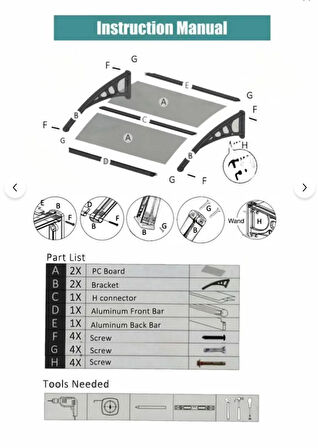 Kapı Pencere Üstü Pratik Sundurma 200 X 80 Şeffaf