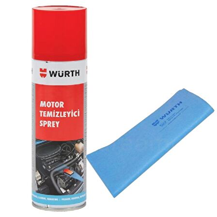 Würth Motor Temizleyici Sprey 500 ml + Güderi Bez Mavi 130 gr