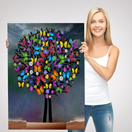 Kelebekler Ağacı Duvar Tablosu-6050