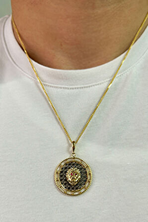 Altın Aslan Model Petekli Erkek Kolye