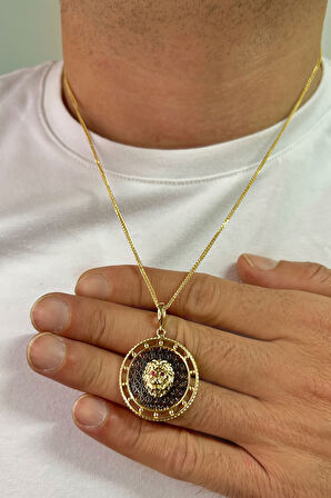 Altın Aslan Model Petekli Erkek Kolye