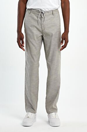 Explode - Erkek Bej Slim Fit Rahat Kesim Beli Bağlamalı Yan Cepli Jogger Pantolon