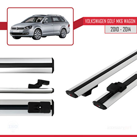 VW Golf Mk6 Wagon 2010-2014 Arası ile Uyumlu BASIC Model Ara Atkı Tavan Barı Gri 2 Adet