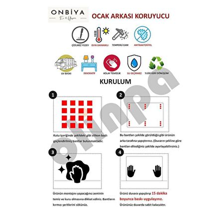 DİSEGNO CAM OCAK ARKASI KORUYUCU | BEYAZ ÇİÇEK DESENLİ