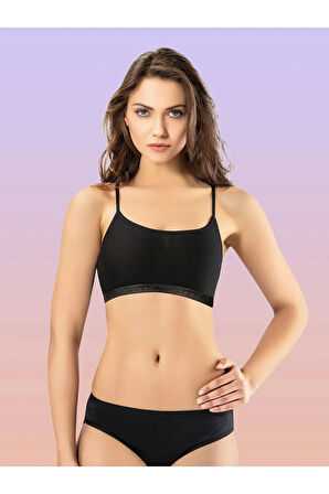 İp Askılı Toparlayıcı Büstiyer - Siyah