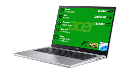 Acer Aspire 3 A315-510P-39S1 Intel I3-N305 8 GB Ram 256 GB SSD 15.6” FHD W11 HOME NX.KDHEY.008