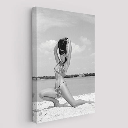 Leopar Bikinili Bettie Page Duvar Tablosu-6053