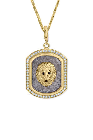 Altın Künye Model Aslan Erkek Kolyesi