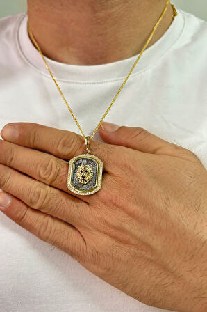 Altın Künye Model Aslan Erkek Kolyesi