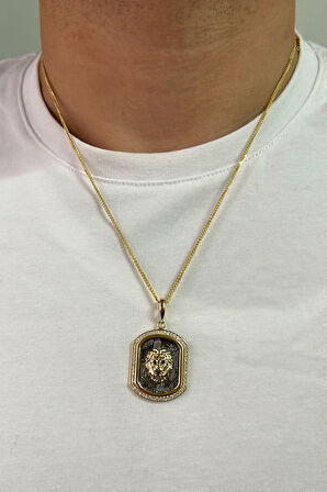 Altın Künye Model Aslan Erkek Kolyesi