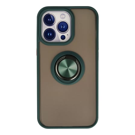 Apple iPhone 13 Pro Kılıf Montreal Yüzüklü Silikon Kapak - Yeşil