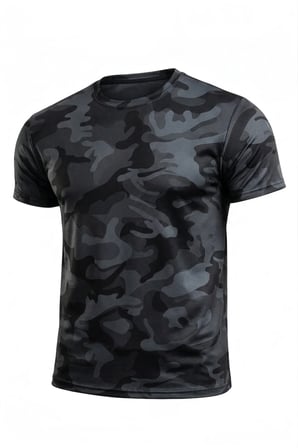 3'lü Erkek Nem Emici Hızlı Kuruma Atletik Teknik Kamuflaj Desenli Spor T-shirt Siyah-Bordo-Mavi