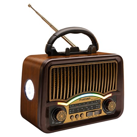 ProKAMA BK-7082BTS Solar Enerjili Şarjlı Nostaljik Retro Radyo