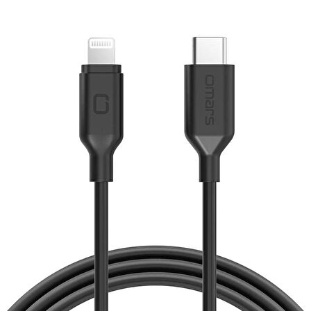 Omars Type-C to iPhone MFI Lightning Hızlı Şarj ve Data Kablosu Siyah 1 Metre