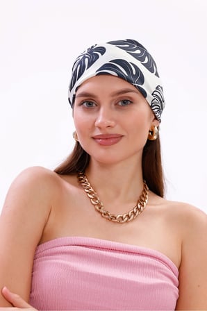 Monstera Yaprakları Model Fular Bandana Şal Estascarf 70x70 Cm