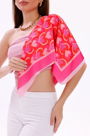 Aşk Kalpleri Model Fular Bandana Şal Estascarf 70x70 Cm