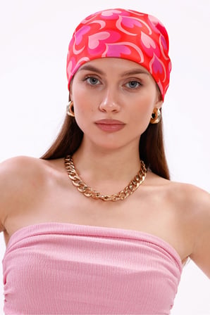 Aşk Kalpleri Model Fular Bandana Şal Estascarf 70x70 Cm