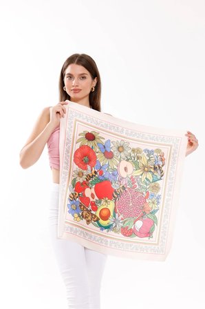 Çiçek Bahçesi Model Fular Bandana Şal Estascarf 70x70 Cm