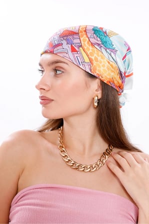 Masal Şatosu Model Fular Bandana Şal Estascarf 70x70 Cm