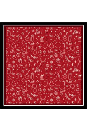 Yeni Sezon Yılbaşı Desenli Bandana Fular Yeni Yıl Hediyesi Şal Estascarf 70x70 Cm