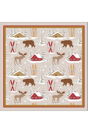 Yeni Sezon Yılbaşı Desenli Bandana Fular Yeni Yıl Hediyesi Şal Estascarf 70x70 Cm