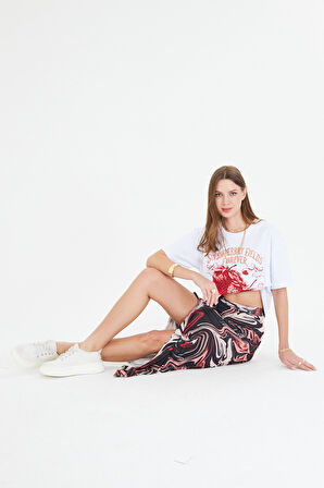 Strawberry Fields Forever Baskılı %100 Pamuk Kadın Oversize Siyah Tişört