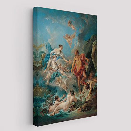 Juno, Aeolus'tan Rüzgarları Serbest Bırakmasını İstiyor, François Boucher Rönesans Tablosu-6061
