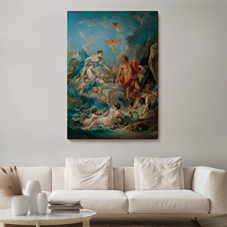 Juno, Aeolus'tan Rüzgarları Serbest Bırakmasını İstiyor, François Boucher Rönesans Tablosu-6061